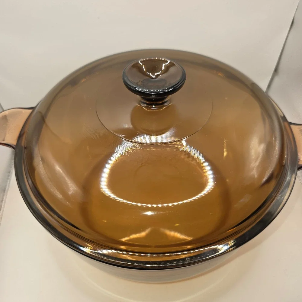 Vision Corning Amber Glass 4.5L Dutch Oven Casserole Dish with Lid USA Made